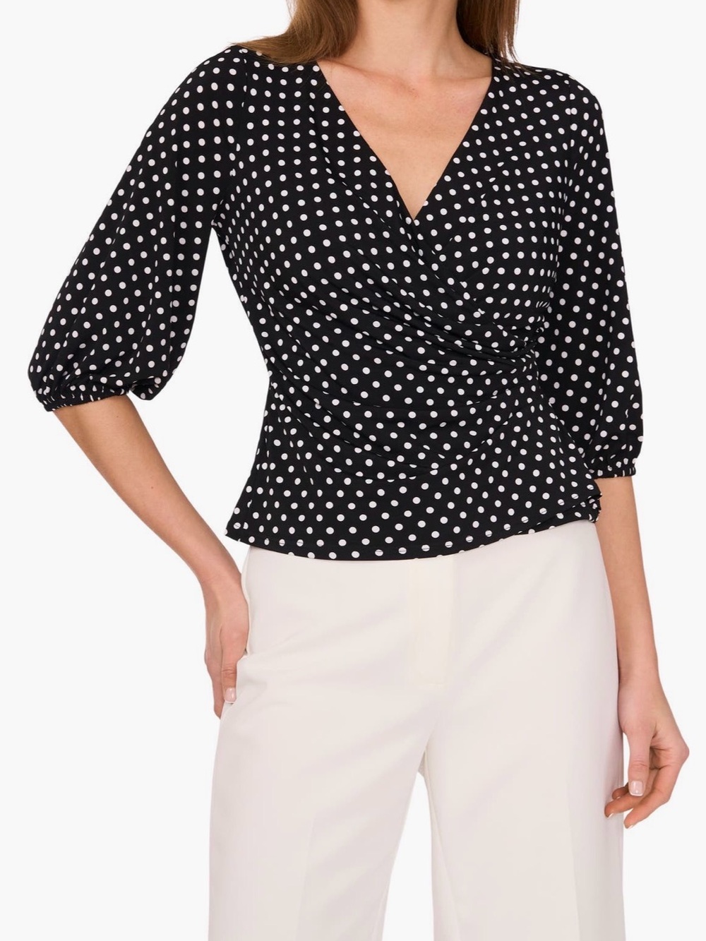 Vince Camuto Polka Dot Wrap top